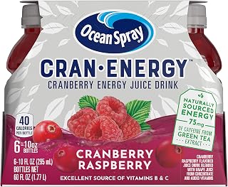 Ocean Spray Cran-Energy, Cranberry Raspberry Energy Juice Drink, 10 Ounce Bottles, 6 count