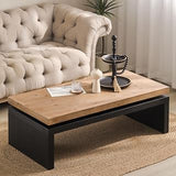 Coffee Tables for Living Room, Modern Coffee Table, Mesa de Centro, | Floating top design with two-tier wood and metal frame, providing modern style and functional storage for living room, o