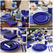 Vyntra Paper Plates and Napkins Set, 175 Pieces, Navy Blue