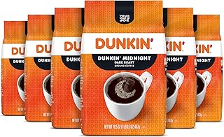 Dunkin' Dunkin’ Midnight Dark Roast Ground Coffee, 16.5 oz. Bag (Pack of 6)