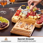 Woodenhouse Charcuterie Board Set, Bamboo with Utensils, Light Brown