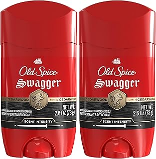 Old Spice Antiperspirant Deodorant for Men, 24/7 Sweat & Odor Protection, 24/7 Lasting Freshness, Invisible Solid, Swagger with Cedarwood Scent, 2.6 oz (Pack of 2)