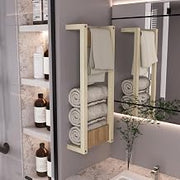12" Ambia Wall Tower Rack, Natural Oak - Bathroom – Bathroom Storage Solution for Bathroom, Bedroom & Hallway Organization