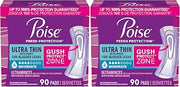 Poise Ultra Thin Incontinence & Postpartum Pads with Wings for Bladder Leaks, 4 Drop Moderate Absorbency, Regular Length, Packaging May Vary, 90 Count (Pack of 2)