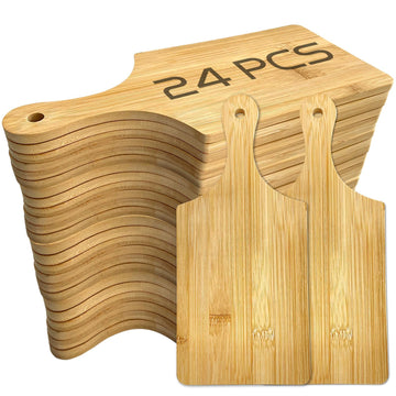 Liyeeeuo Wooden Cheese Boards, 12 x 6 Inch, Set of 24, Yellow
