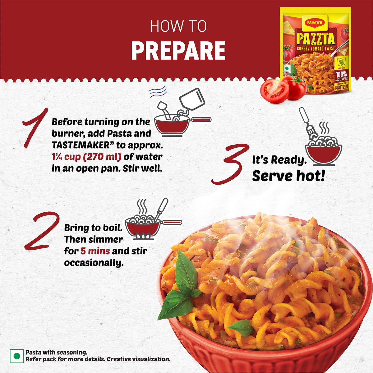 Nutri Licious Pazzta - Tomato Twist (64 g) by Maggi – 2.26 Ounce (Pack of 1), Model 8901058138245