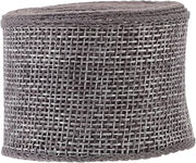 4cm Gray Decorative Wired Ribbon Roll for DIY Crafts and Christmas Wrapping, 5 Yards Linen-Like Ribbon Iron Wire Edge for Wreath Making and Packaging