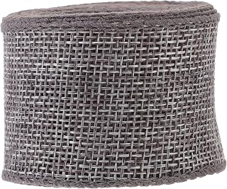 4cm Gray Decorative Wired Ribbon Roll for DIY Crafts and Christmas Wrapping, 5 Yards Linen-Like Ribbon Iron Wire Edge for Wreath Making and Packaging