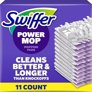 Swiffer PowerMop Multi-Surface Mopping Pad Refills for Floor Cleaning, Microfiber, 11 Count, White/Purple