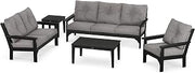 Polywood Vineyard Deep Seating Set, Black/Grey Mist