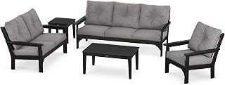 Polywood Vineyard Deep Seating Set, Black/Grey Mist
