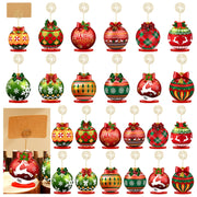Yookeer Wood Place Card Holders, 24 Sets with Kraft Cards, Multicolor Christmas Designs