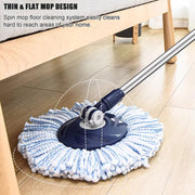 This Spin Mop Bucket with Wringer Set for Home - Mop Bucket System for Floor Cleaning - Detachable Splash Guard Spin Basket - Extendable Telescopic Handle - Extra 5PC Mop Heads by