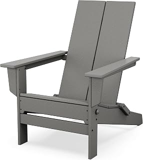 Polywood Contemporary Modern Folding Adirondack Chair in Slate Grey
