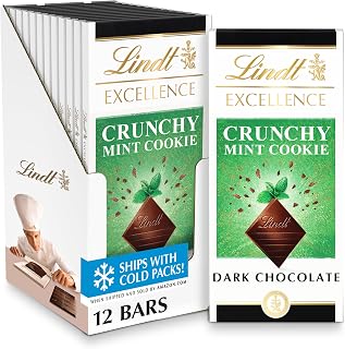 Lindt EXCELLENCE Mint Cookie Dark Chocolate Candy Bar, 3.5 oz., 12 Pack