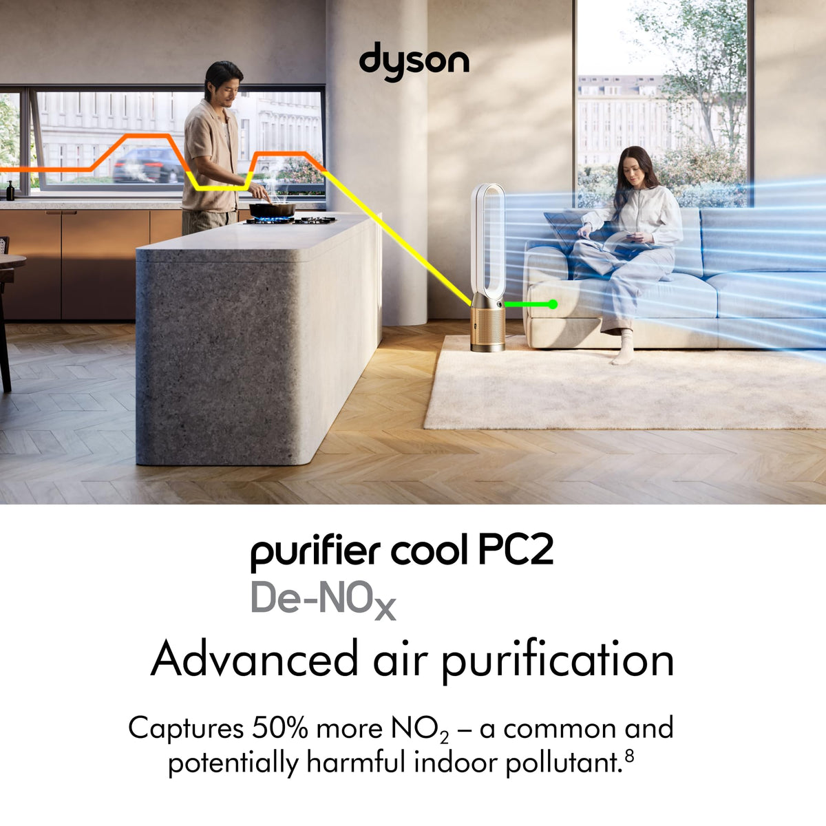 Purifier Cool PC2 De-NOx by Dyson – large, White/Gold, Model 544536-01