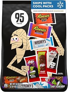 Assorted Chocolate Halloween Candy Bulk Variety Pack, 52.63 oz | Kit Kat, Reese's Peanut Butter Cups & Hershey's Mix, Trick or Treat Candy Assortment, 95 Individually Wrapped Pieces