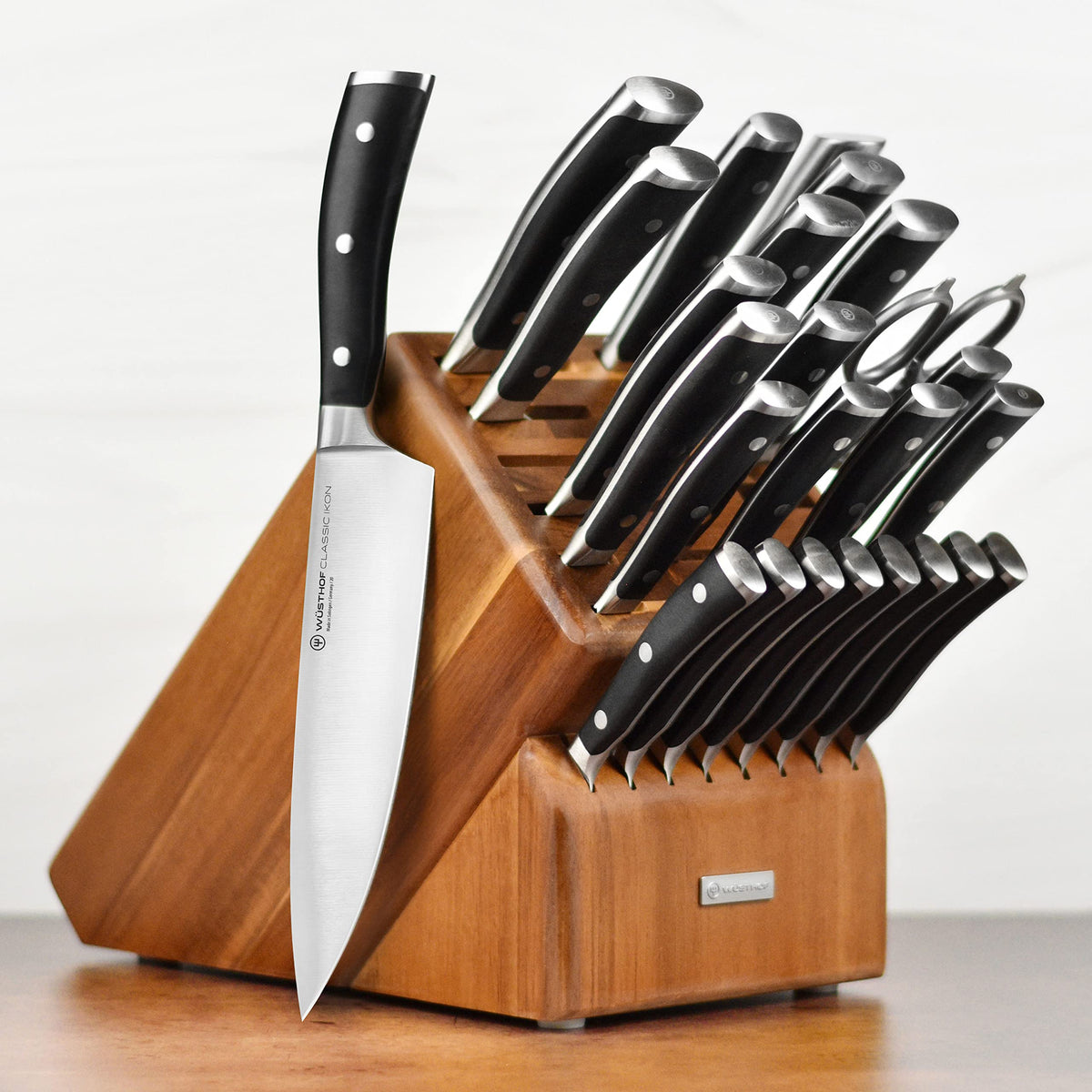 Wusthof 26 Piece Knife Block Set by Wüsthof – 26 Piece, Forged High Carbon Stainless Steel, black;tan, Pack of 26, Model Classic Ikon