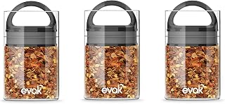Best PREMIUM Airtight Storage Container for Coffee Beans, Tea and Dry Goods - EVAK - Innovation that Works by Prepara, Glass and Stainless Black Gloss Handle, Mini: Set of 3