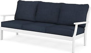 Polywood Braxton Sofa, White/Marine Indigo