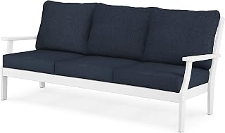 Polywood Braxton Sofa, White/Marine Indigo