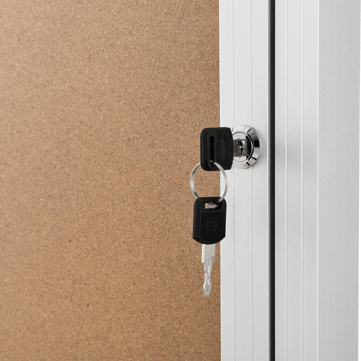 1 Door Enclosed Bulletin Board by Global Industrial – 2" x 18", Acrylic,Cork, Cork, Model 695875