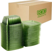 ECO PRODUCTS Compostable 32oz Rectangular Deli Containers With Lids, Case of 200, Veridian Clear Green Meal Prep, Made from PLA, A Renewable Material Made from Plants, One Lid Fits All