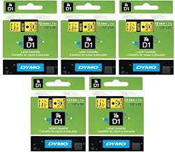 DYMO D1 Polyester High-Performance Label Cartridge CARTRIDGE,TAPE,4500BKONYW 5715-06 (Pack of5)