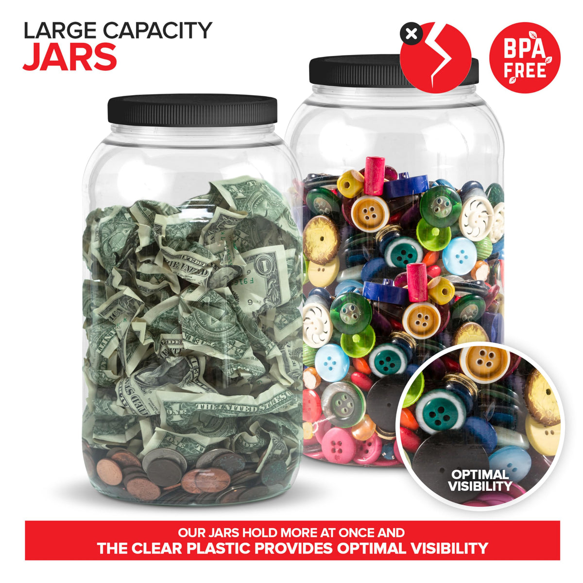 Stock Your Home 1 Gallon / 2.0 / Black Food Jars & Canisters