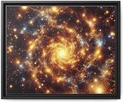 An Ancient Galaxy Filled with Golden Stars - Premium Pinewood Frame Framed Canvas Wall Art