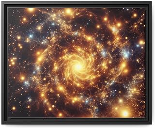 An Ancient Galaxy Filled with Golden Stars - Premium Pinewood Frame Framed Canvas Wall Art