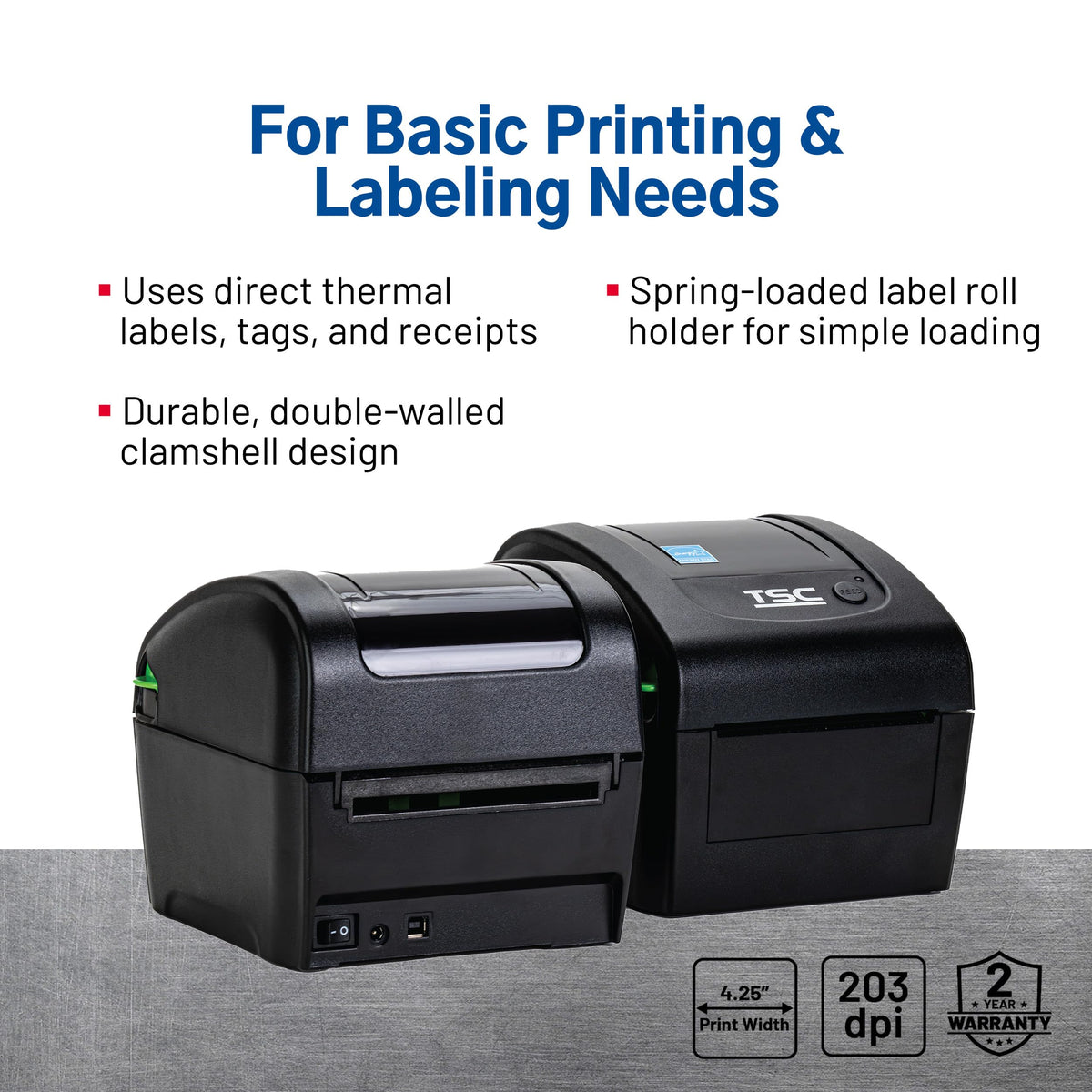 DA210 Shipping Label Printer by TSC – 11 x 7.6 x 7.2 inches, Black, Model 99-158A001-00LF