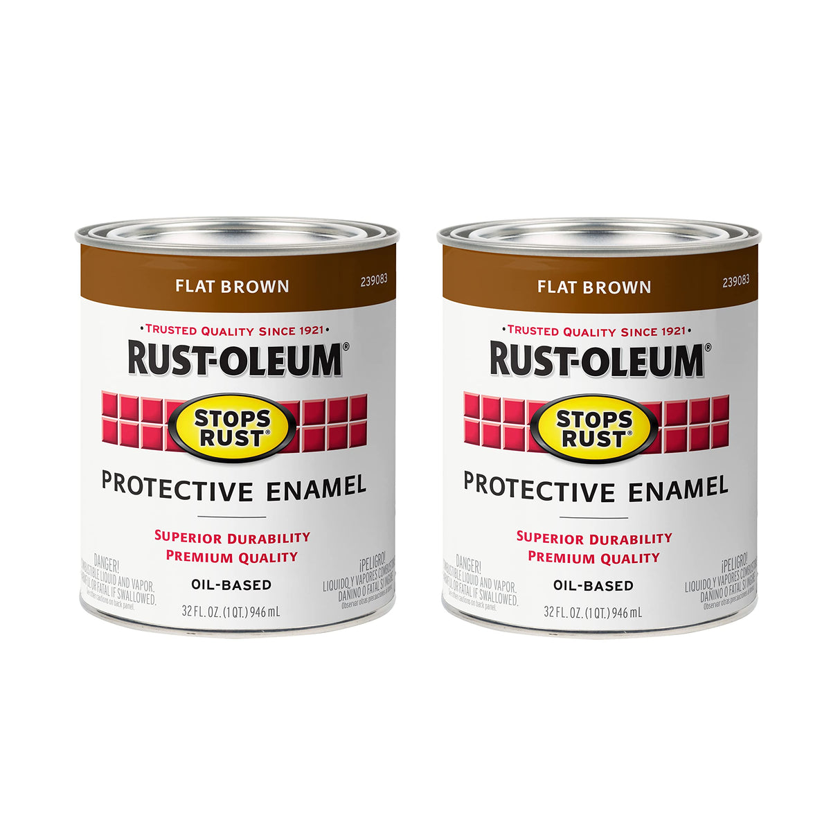 Rust-Oleum Flat Brown / 32 Fl Oz (Pack of 2) / Brush on Paint Interior & Exterior House Paint