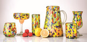 Carnaval Stemless Wine Handblown Mexican Glass by 10 Strawberry Street – 16 fl oz, 16.0 fluid_ounces, Glass, Yellow/Orange/Blue/Aqua/Clear, Pack of 6