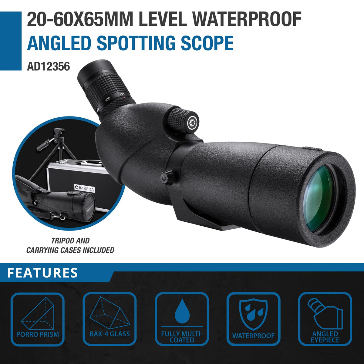 Barska 20-60x65mm / 20-60x65 / Black Spotting Scopes