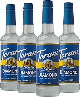 Torani Sugar Free, Diamond, Flavored Syrup for Drinks, 25.4 fl oz, 4 Pack