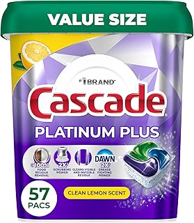 Cascade Platinum Plus Dishwasher Detergent Pods Dish Soap Lemon 57 Count