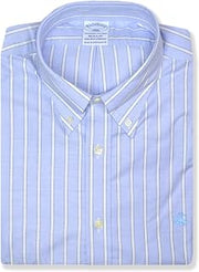 Brooks Brothers Mens Regular Fit Oxford Cotton Outline Stripe Dress Shirt
