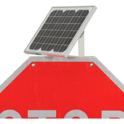 Solar Powered Flashing LED Stop Sign by Global Industrial – 4.8"L x 33"W x 33"H, Polycarbonate, Red, Model 708312