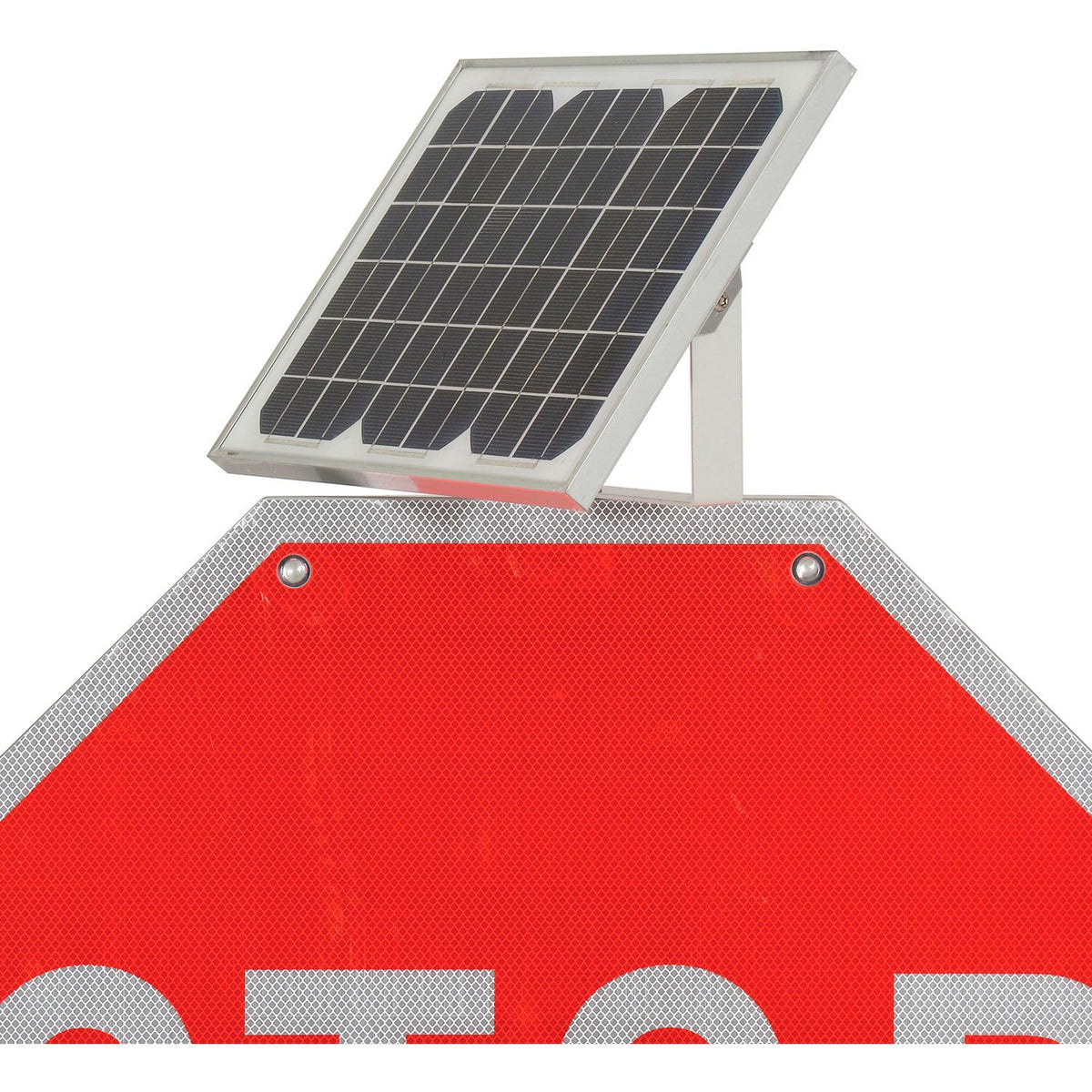 Solar Powered Flashing LED Stop Sign by Global Industrial – 4.8"L x 33"W x 33"H, Polycarbonate, Red, Model 708312