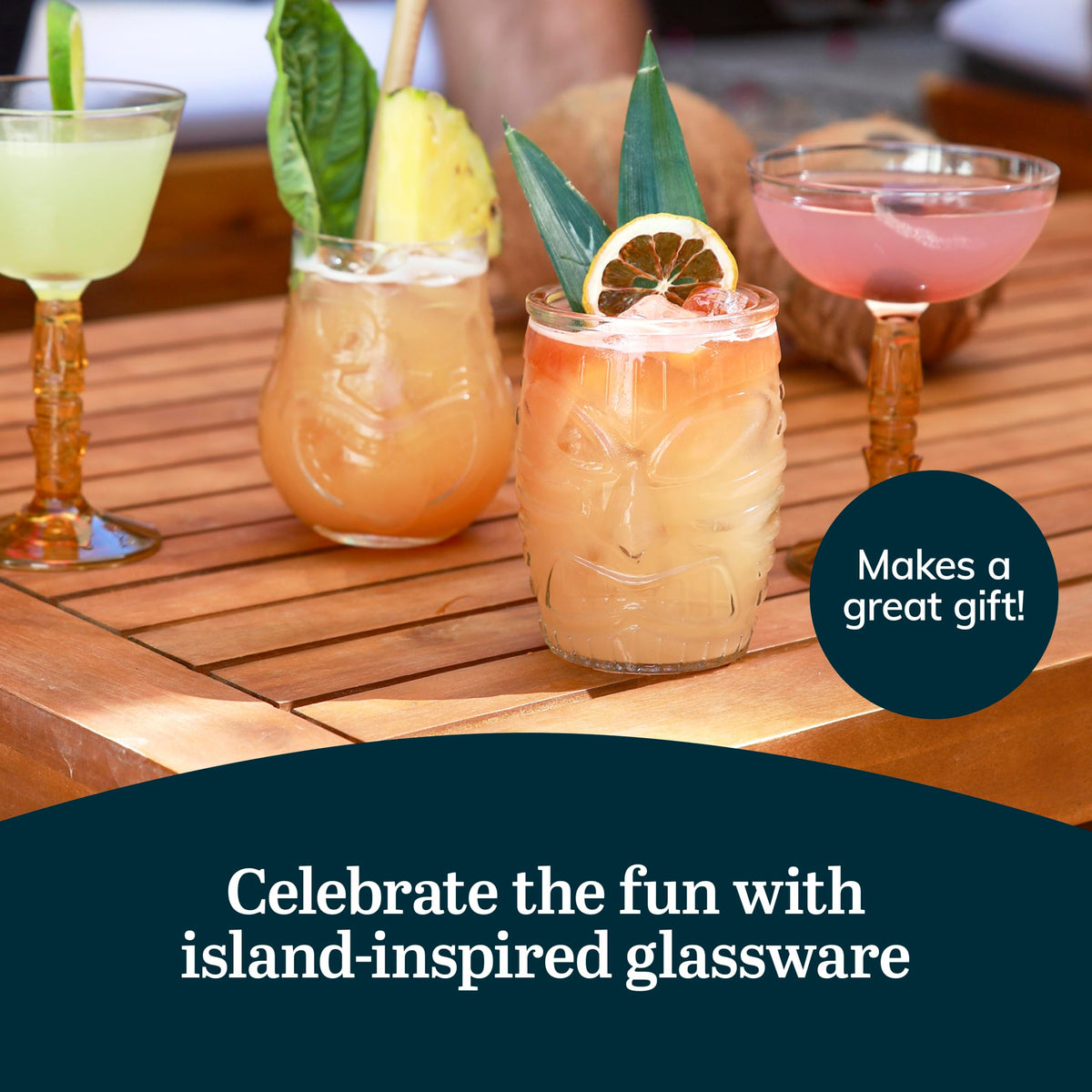 Libbey Tiki Statue / 4 Count (Pack of 1) / Tiki Mixed Drinkware Sets