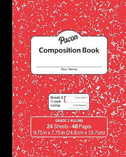 Pacon 1-Subject Composition Notebooks, 7.5" x 9.75", Manuscript Ruled, 24 Sheets, Red Marble, Each (PACMMK37139)