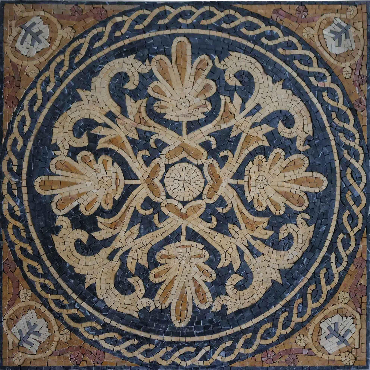 Geometric Art - Marble Mosaic Design by Mozaico – 24" x 24", Marble, Multicolor, Model MG485_AMZ
