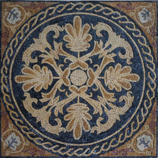 Geometric Art - Marble Mosaic Design by Mozaico – 24" x 24", Marble, Multicolor, Model MG485_AMZ