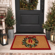 Willbond Christmas Coir Doormat, 28 x 16 Inches, Red Green Yellowish Brown