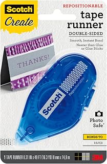 Scotch Repositionable Tape Runner, 0.31 in x 49 ft, Double Sided Tape Runner for Crafts and DIY, 1-Pack