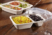 Pulp Two-Compartment Rectangular Container by Sabert – Pulp, beige, Model 47090020D300