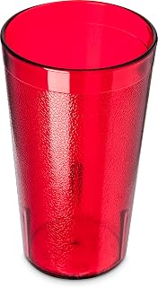 Carlisle FoodService Products Stackable Tumbler Plastic Tumbler with Pebbled Exterior for Restaurants, Catering, Kitchens, Plastic, 13.4 Ounces, Ruby