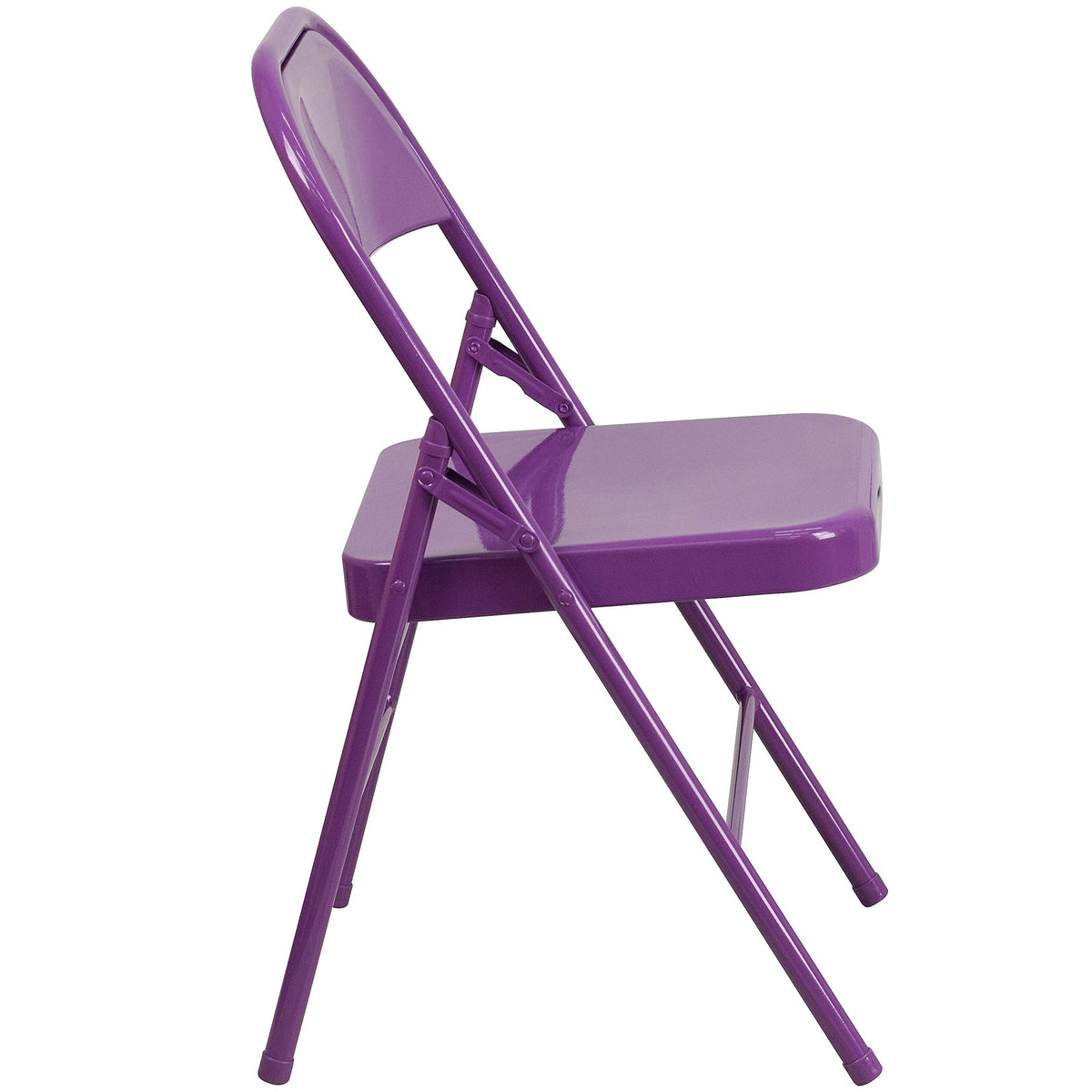 Hercules Triple Braced Metal Folding Chair-Impulsive Purple by Flash Furniture – Set of 1, Alloy Steel, Impulsive Purple, Model HF3-PUR-GG