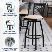 Flash Furniture Tan Vinyl Seat/Black Metal Frame / Set of 1 / Traditional Barstools